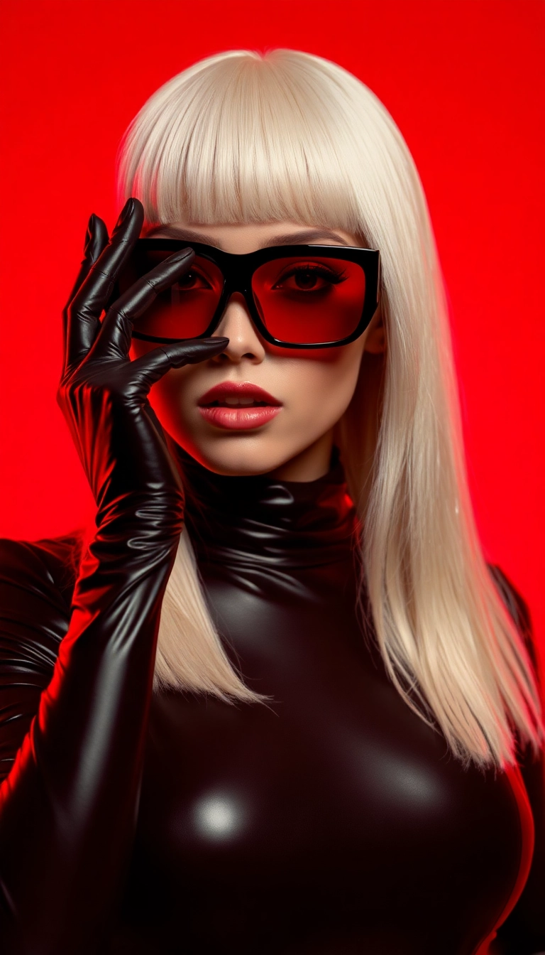 iPhone AI Y2K Woman Fashion Model in Black and Red Luxury Wallpaper